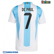 Camisa de Futebol Argentina Rodrigo De Paul #7 Equipamento Principal Copa America 2024 Manga Curta